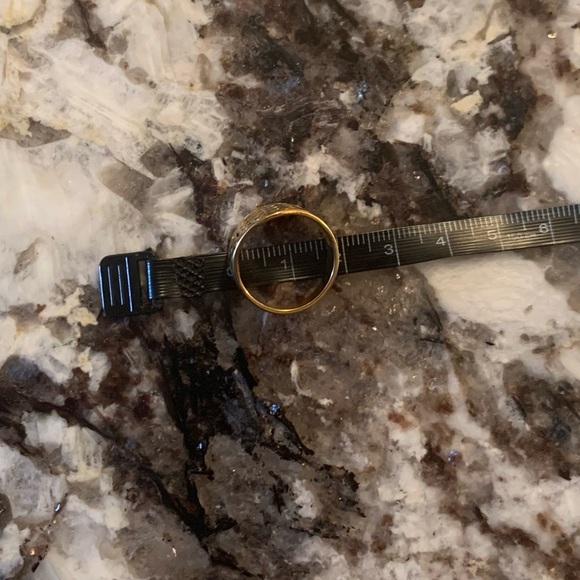 Vintage Gold Plated Flower of Life Ring, Stainless Steel, Approx. Size 7 - Picture 5 of 6